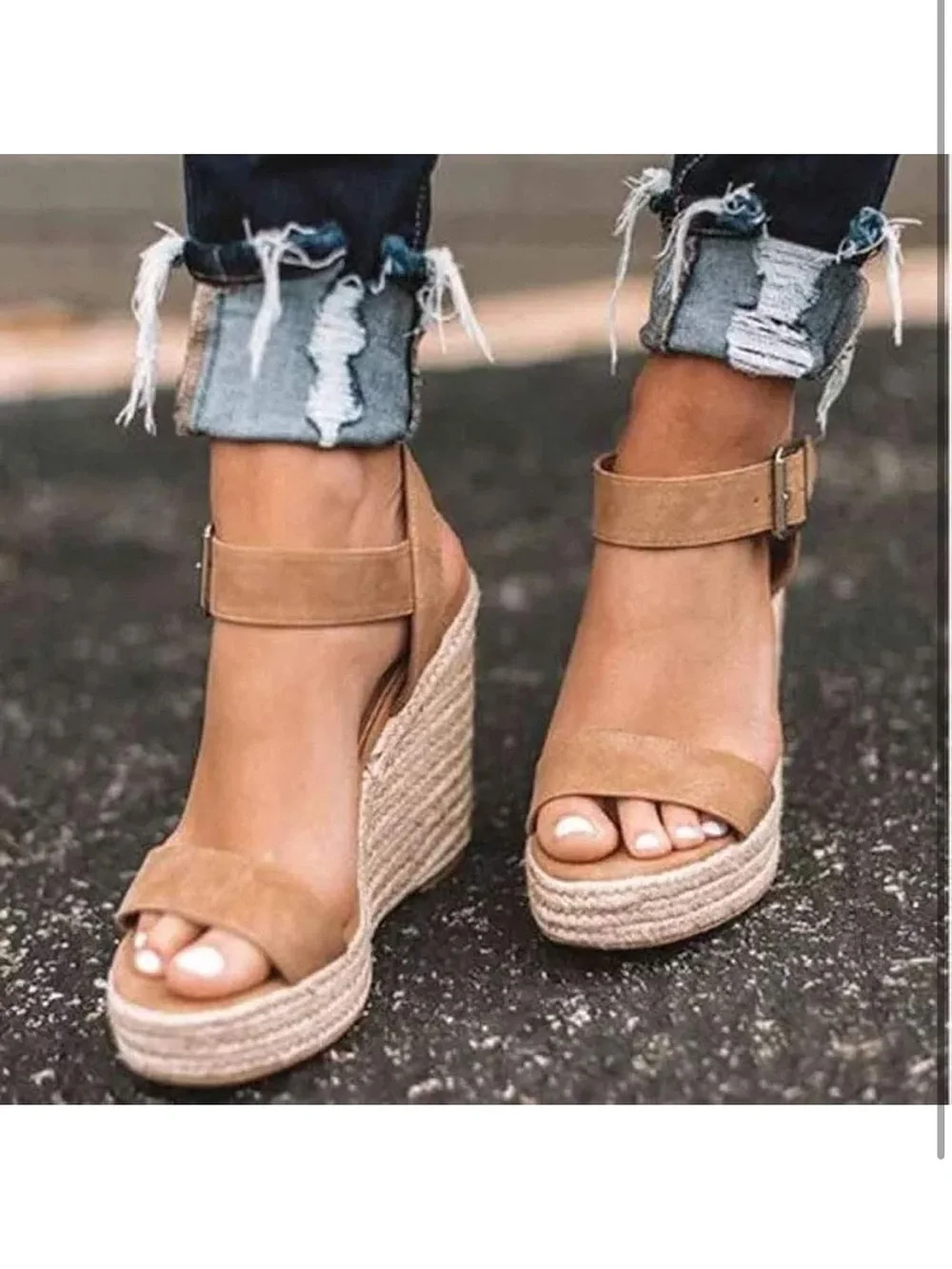 VICKI·VICKI Platform Sandals Wedge Ankle Strap Open Toe Sandals 10. 2331-2